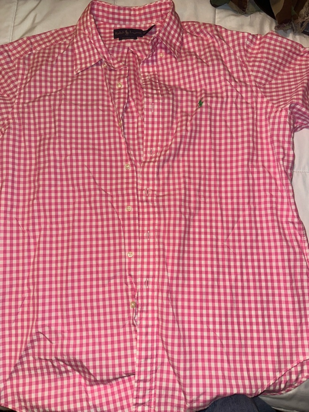 Ralph Lauren Pink Gingham Cotton Button-Down Shirt
